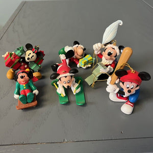 Disney Mickey Mouse Hanging Christmas Ornaments Lot of 6