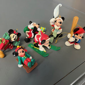 Disney Mickey Mouse Hanging Christmas Ornaments Lot of 6