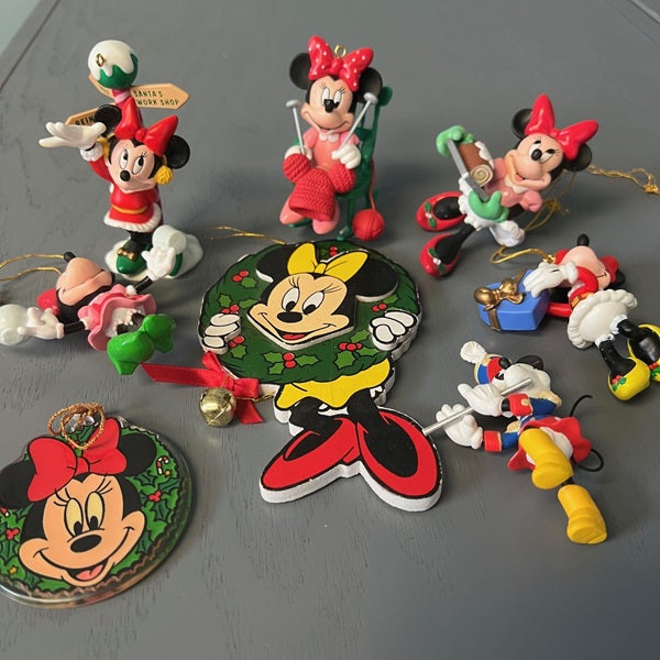 Disney Minnie Mouse Hanging Christmas Ornaments Lot of 8