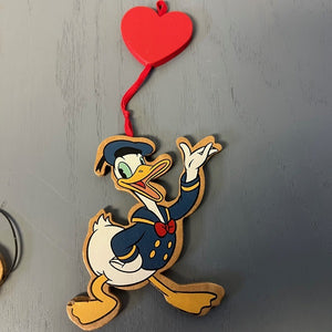 Disney Wooden Hanging Ornaments with Heart Mickey Minnie Pluto Donald Lot of 4