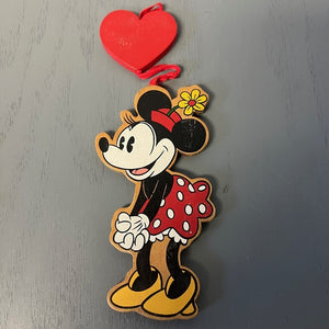 Disney Wooden Hanging Ornaments with Heart Mickey Minnie Pluto Donald Lot of 4