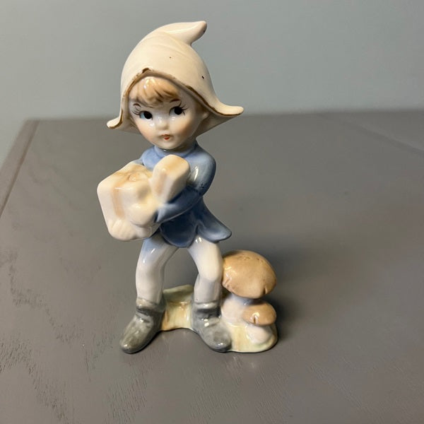 Porcelain Blue Pixie Elf Figurine Vintage Christmas Gifts