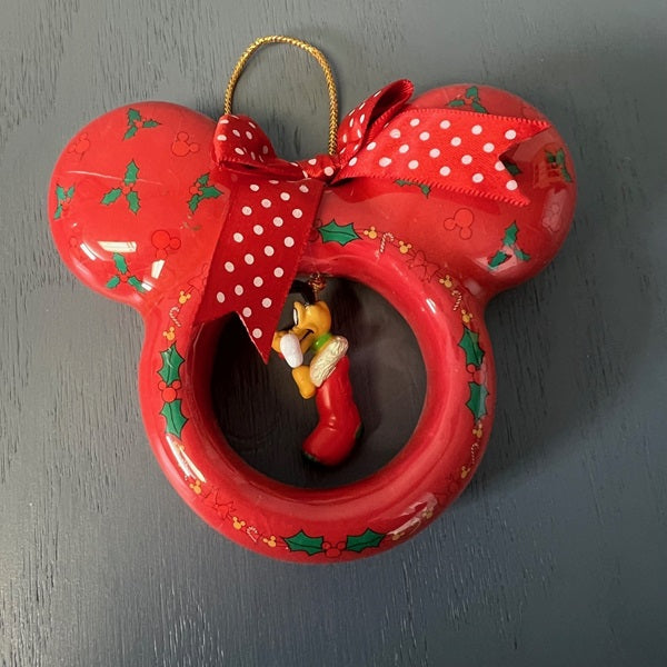 Vintage Disney Ornament Mickey Mouse Ears with Pluto Hanging Ornament