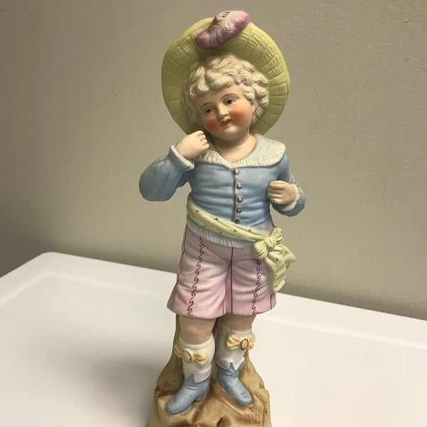 VINTAGE PORCELAIN BISQUE Figurine Little Boy with Horn Player Collectable  Decor $9.71 - PicClick