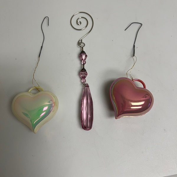 Iridescent Glass Beads in Heart Shape