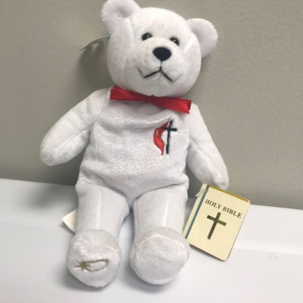 The Original Holy Bear United Methodist Church White Bear Red Ribbon Bow 